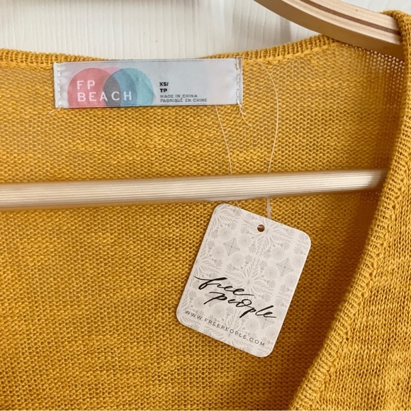 FREE PEOPLE Marykate Golden Yellow Tiered Sweater Flowy Ruffle Mini Dress - Picture 9 of 15